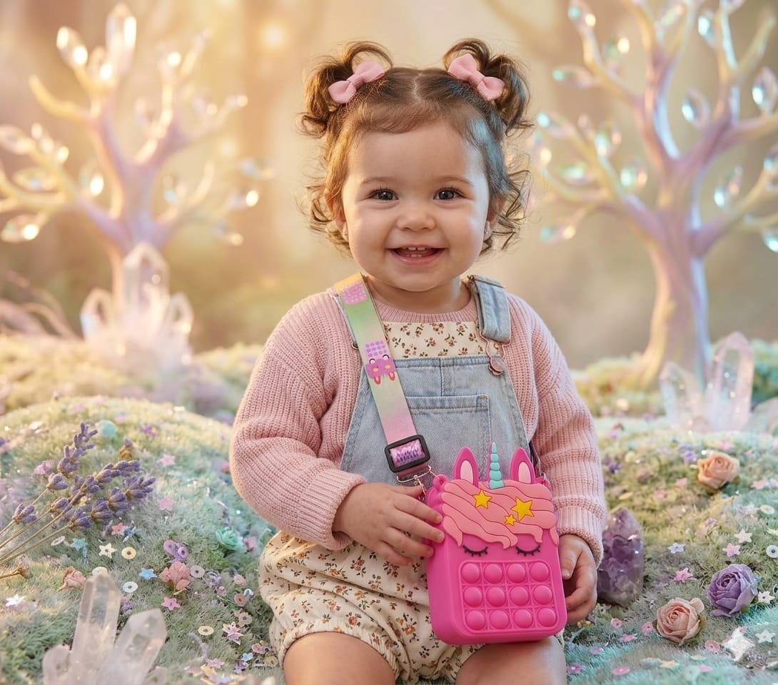 Cute Unicorn Kids Crossbody Bag – Pink Silicone Shoulder Bag