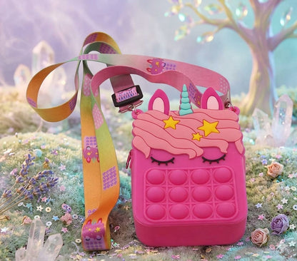 Cute Unicorn Kids Crossbody Bag – Pink Silicone Shoulder Bag